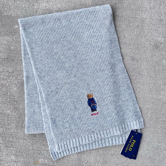 Polo Ralph Lauren Accessories - Polo Ralph Lauren polo bear Teddy knit scarf grey NWT